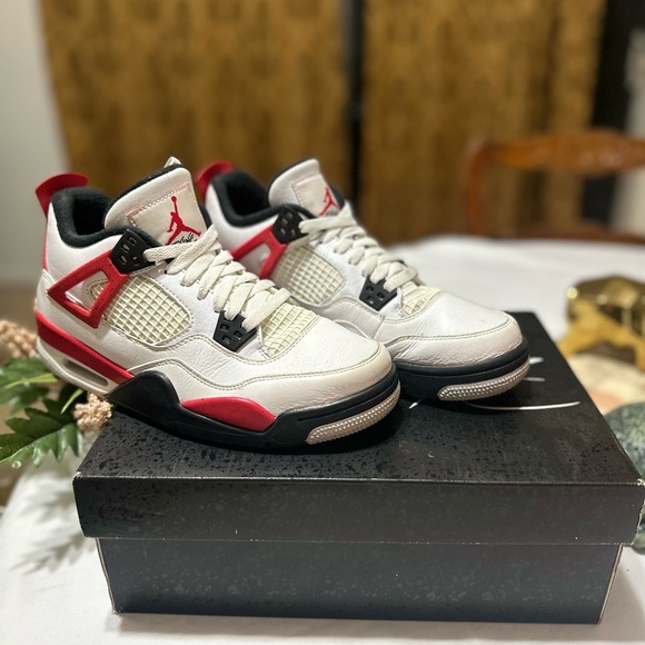 White and Red Air Jordan Sneakers - Picture 3 of 5